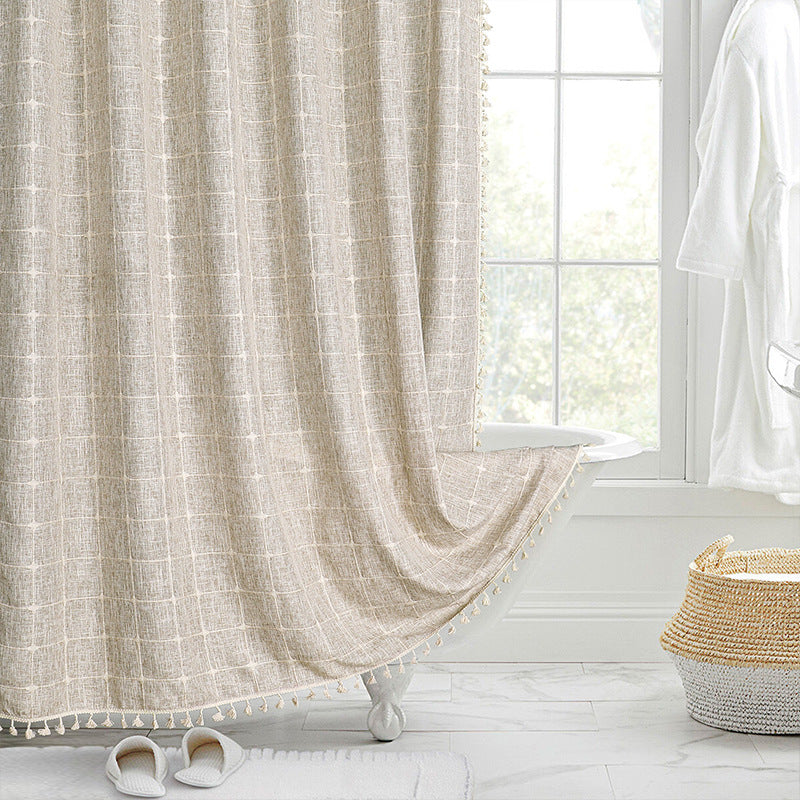 Textured Grid Design Window Curtain Bowlift