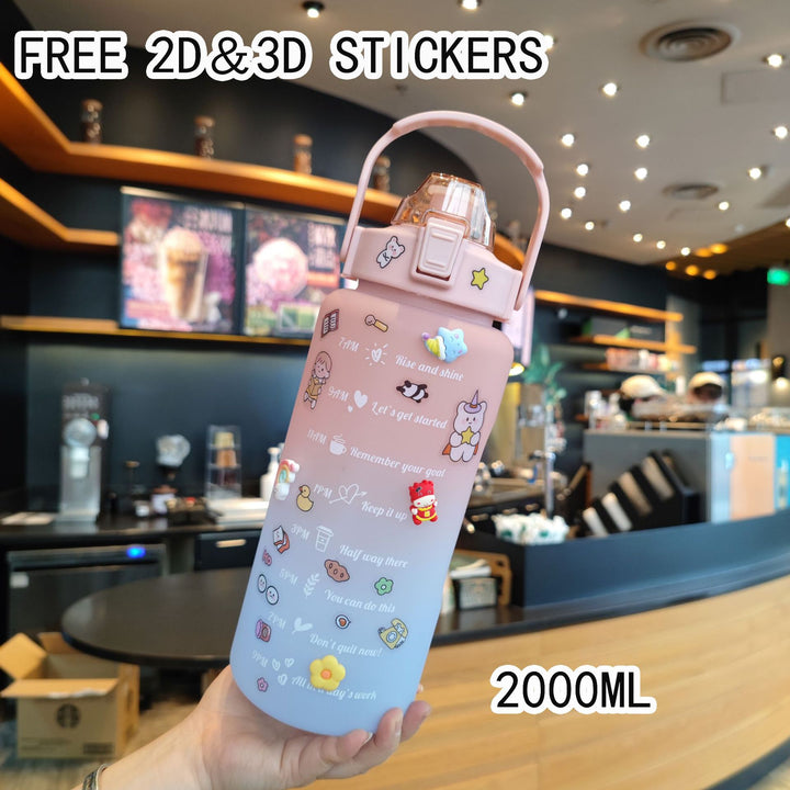 Women's Motivating Water Bottle with Interactive Sticker Set Bowlift