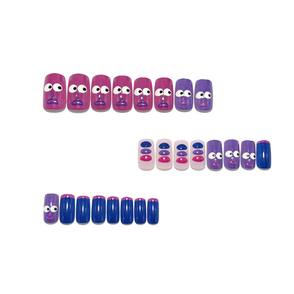 Creative art nails with fun face designs Bowlift