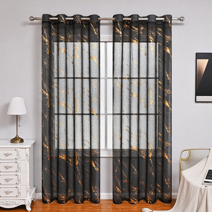 Elegant Marble Print Sheer Window Curtain