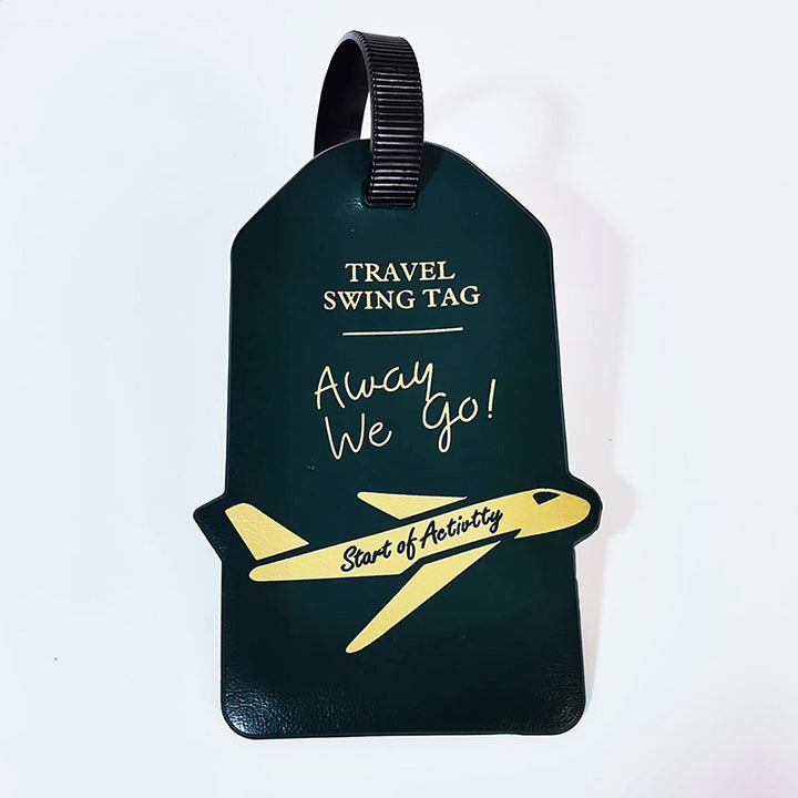 premium travel luggage tag with embossed airplane motif Bowlift