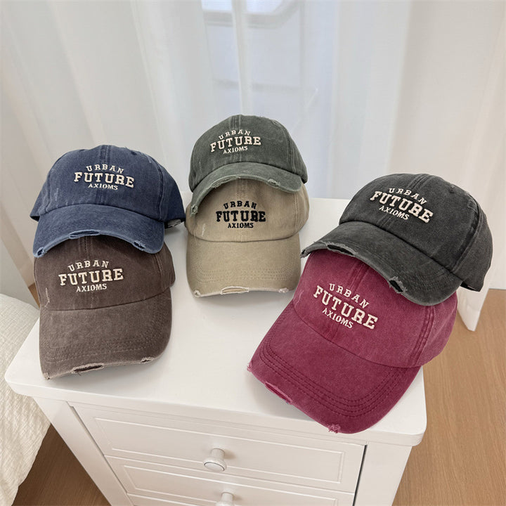 Men's Distressed Cotton Adjustable Baseball Cap Bowlift