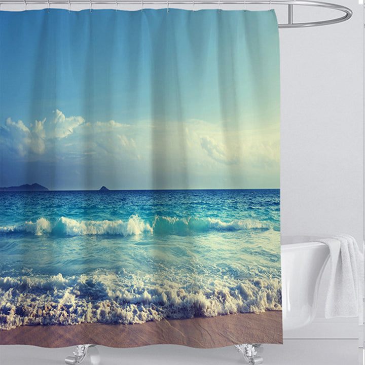 Beach-Themed Shower Curtain Bowlift