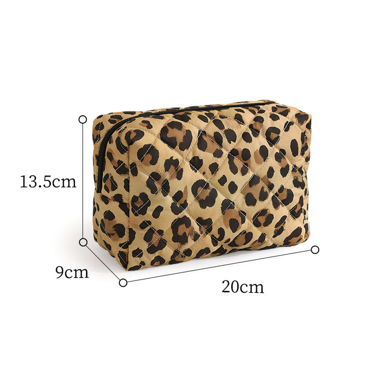 Quilted Leopard Print Makeup Case Bowlift