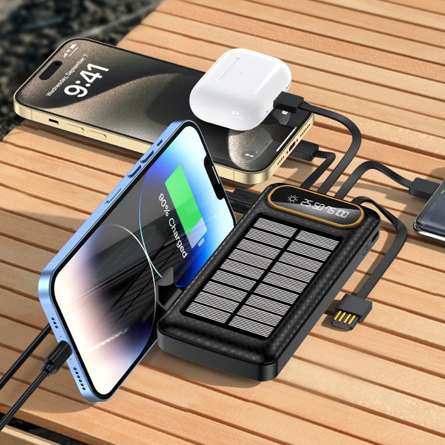 Portable Solar Power Bank with Integrated Charging Technology and Digital Display Bowlift