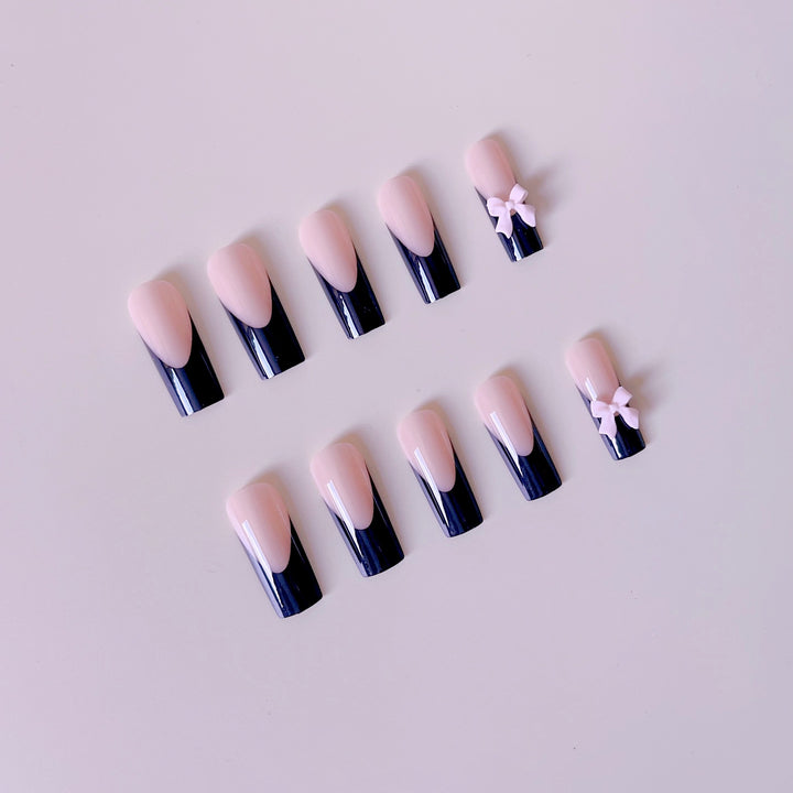 Artful Nail Extensions with Bow Design Bowlift