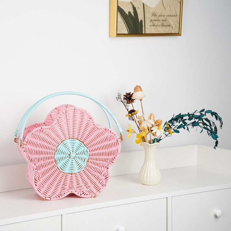 Flower-Shaped Decorative Woven Storage Basket Bowlift