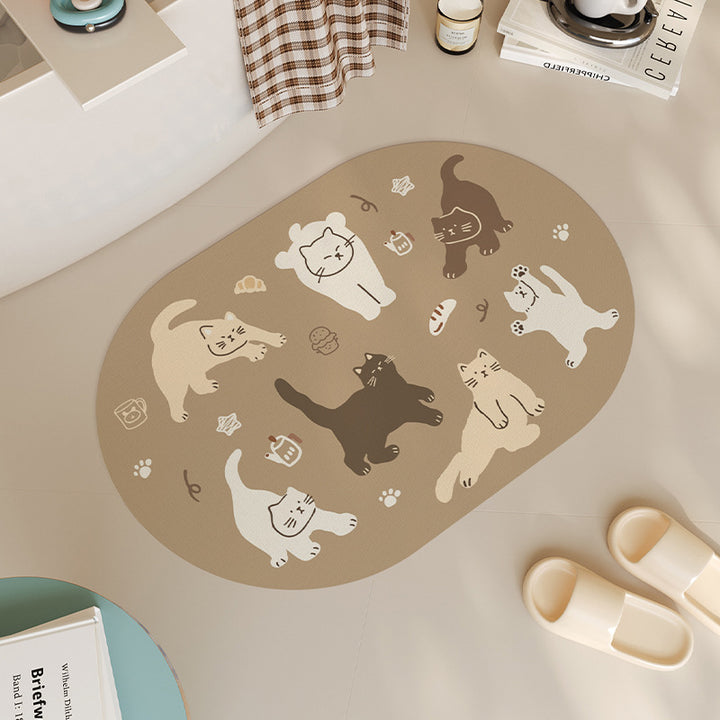 Playful Cat-Themed Bath Mat