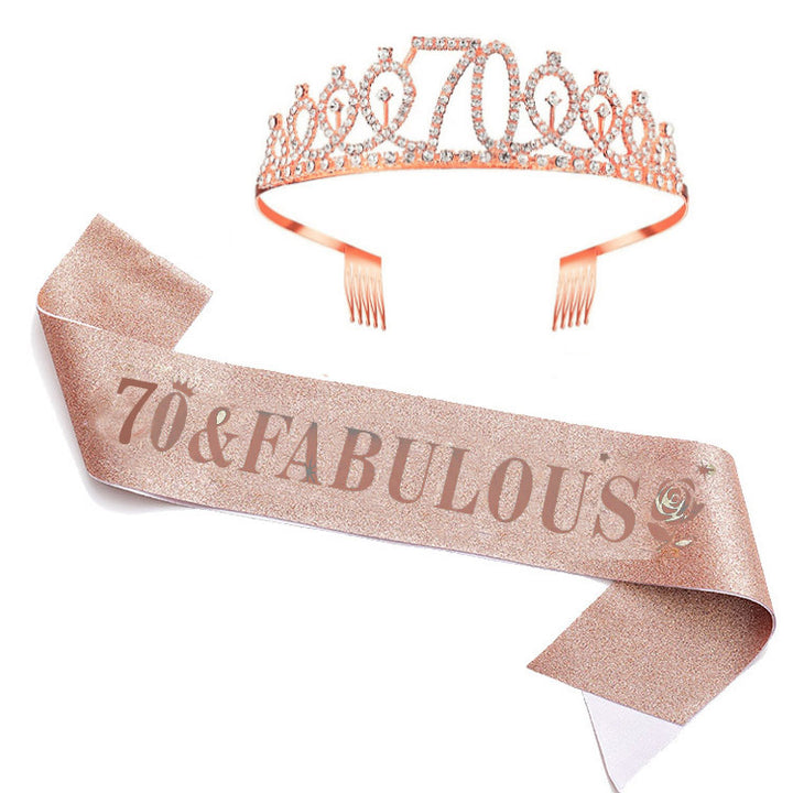 Women's Glittering Birthday Tiara Set with Sash Bowlift