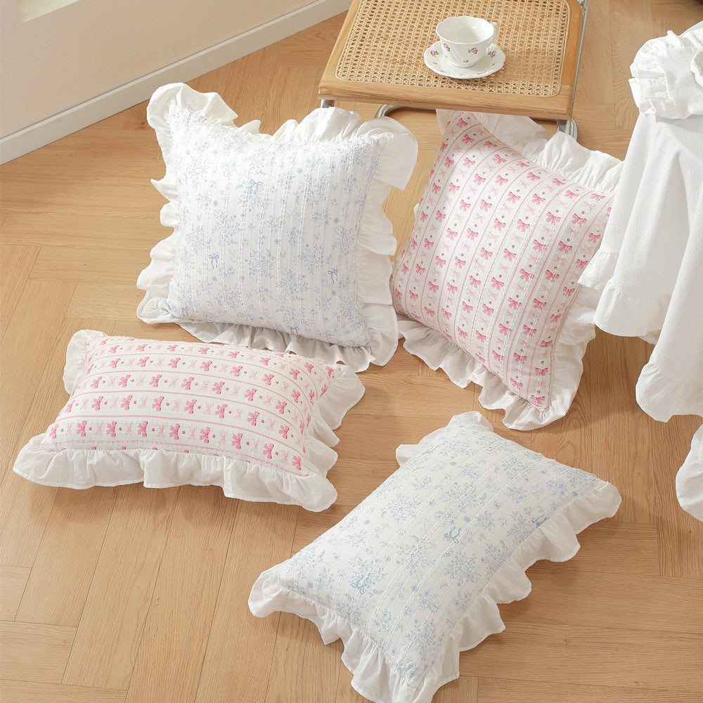 Decorative ruffled throw pillows