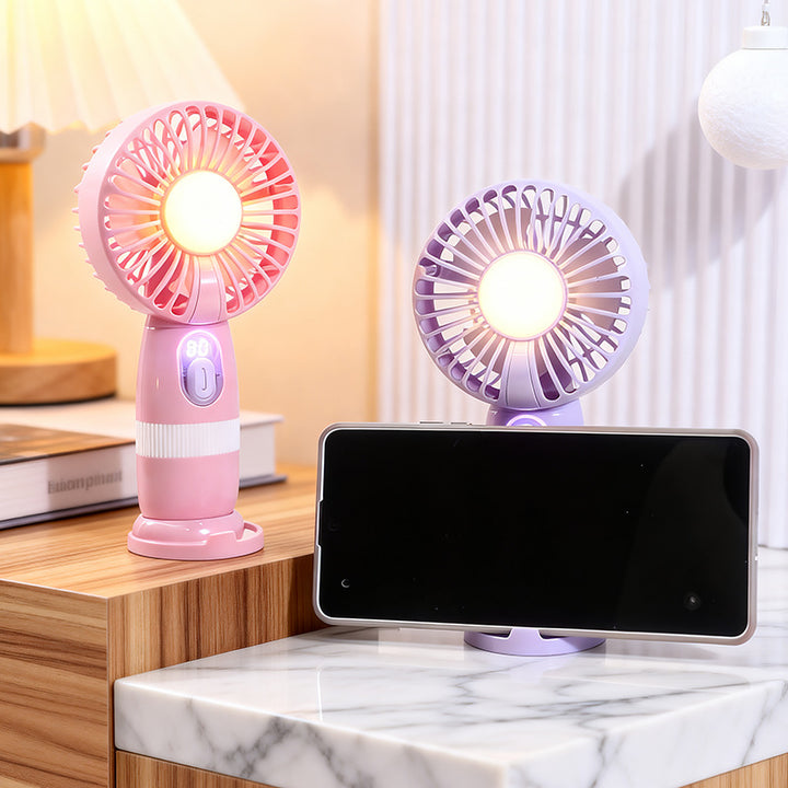 Women's portable mini fan with built-in LED light Bowlift