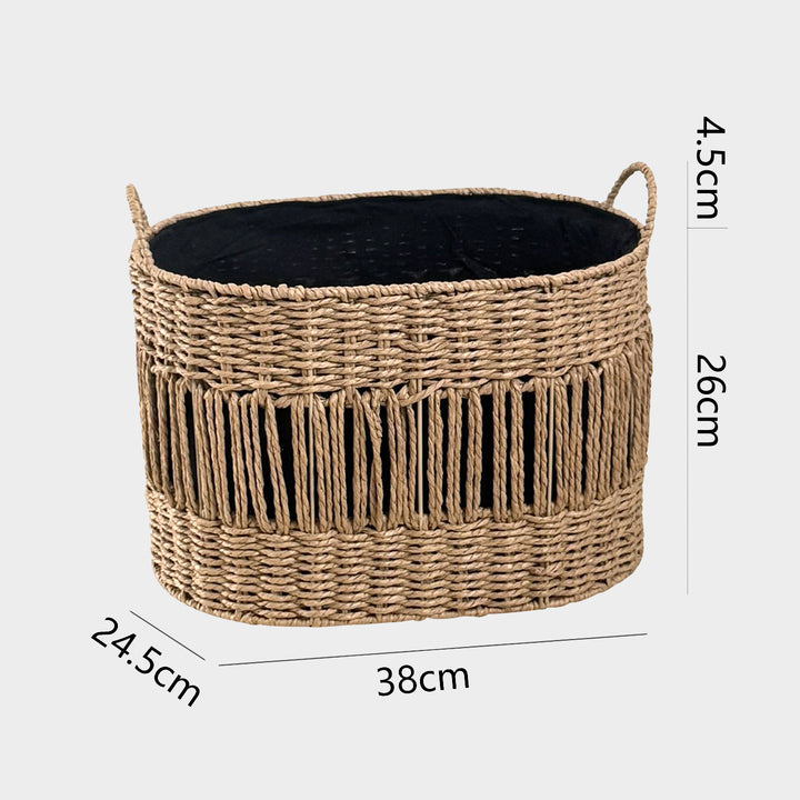 Decorative storage basket with fringes Bowlift