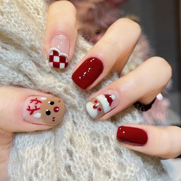 Festive Winter-Themed Press-On Nail Set Bowlift