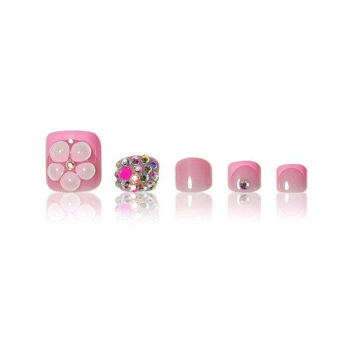 Floral Artistry Press-On Nails with Gemstone Accents Bowlift