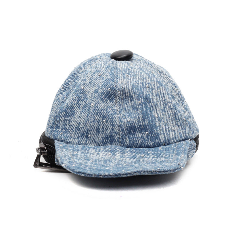 Denim Print Adjustable Cap Bowlift