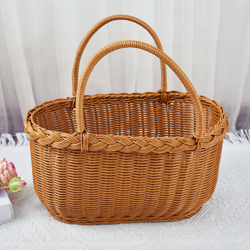 Handwoven Storage Basket with Braided Handles Bowlift
