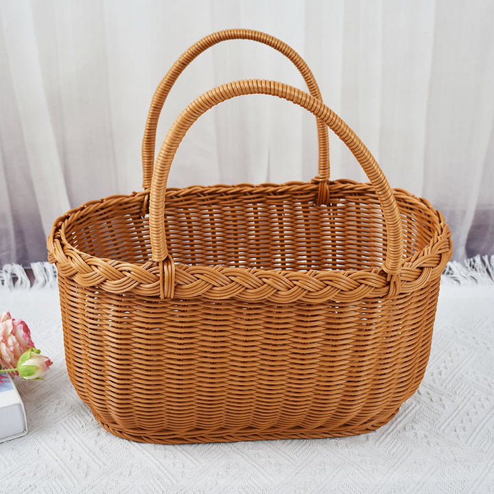 Handwoven Storage Basket with Braided Handles Bowlift