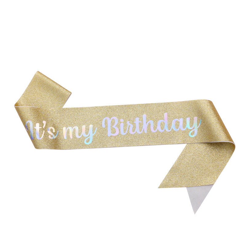 Ladies Festive Birthday Band with Glitter Design Bowlift