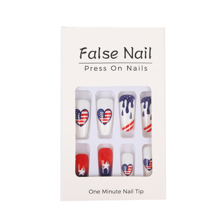 Artificial nails in patriotic heart design Bowlift