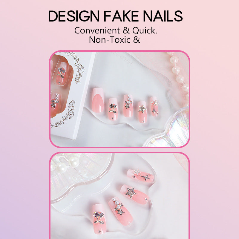 Nail art set with decorative flower and glitter motifs Bowlift