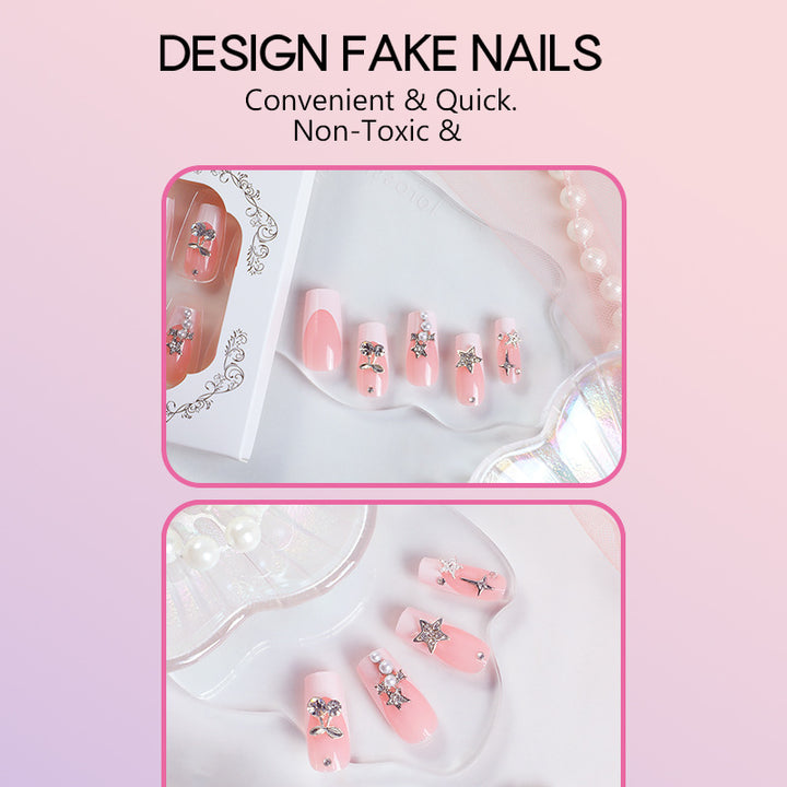 Nail art set with decorative flower and glitter motifs Bowlift