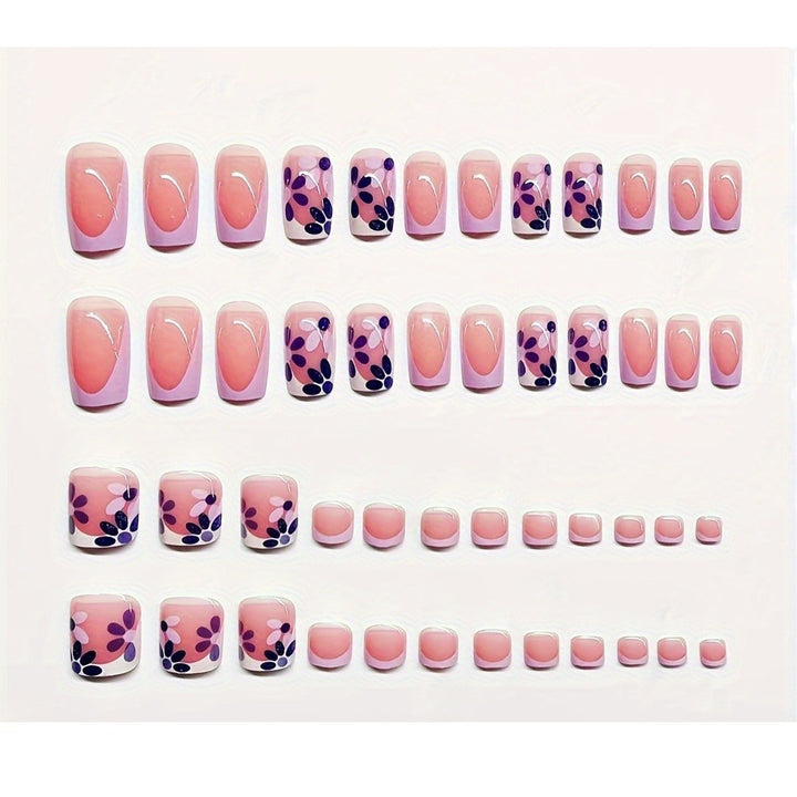Decorative Press-On Nail Art Set with Floral Design Bowlift