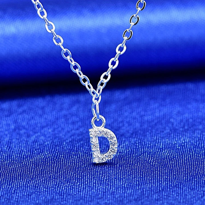 Dainty Pavé Cubic Zirconia Initial A Pendant Necklace Silver-Tone Chain Bowlift