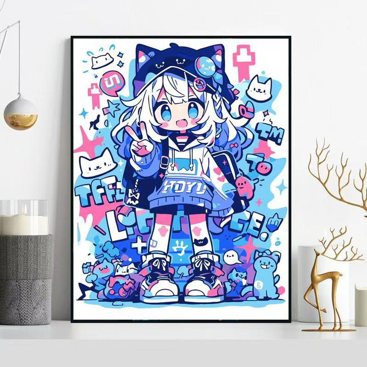 Whimsical Cat-Themed Illustration Wall Art Bowlift