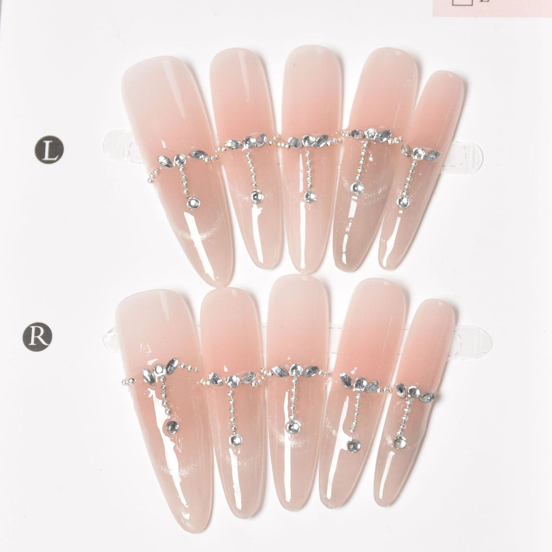 Elegant Rhinestone-Accented Press-On Nails Bowlift