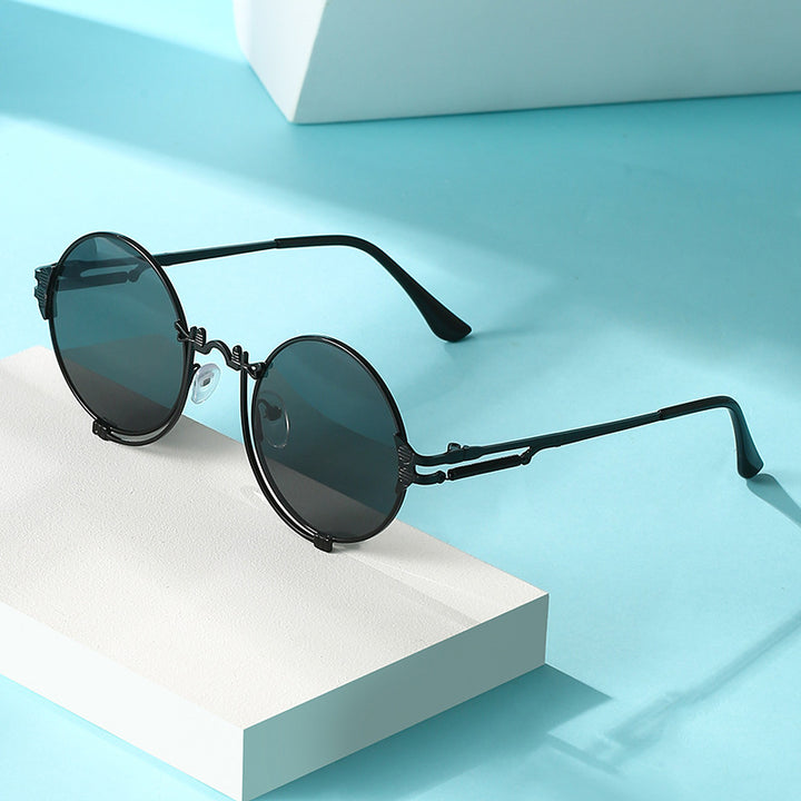 Women's stylish round metal sunglasses with artistic designs Bowlift