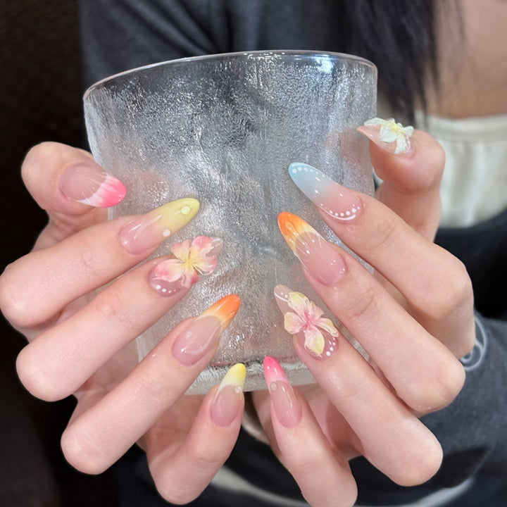 Floral and Ombre Press-On Nail Art Set Bowlift