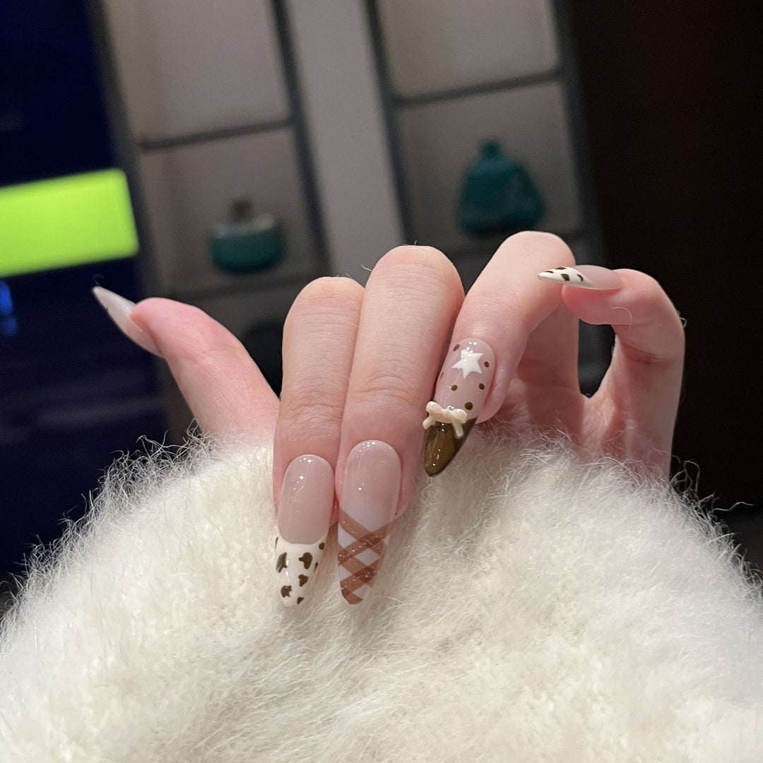 Artistic Press-On Nail Set Bowlift