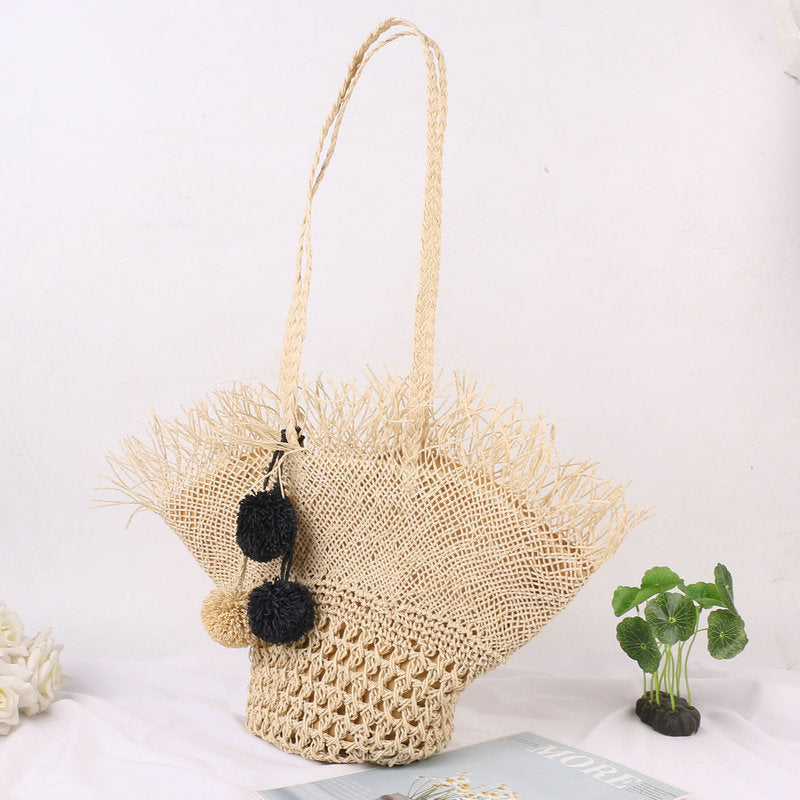 Elegant Basket Bag with Fringed Design Bowlift