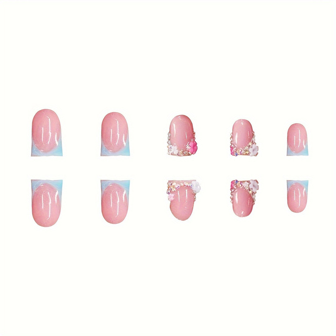 Floral Embellished Press-On Nails Bowlift