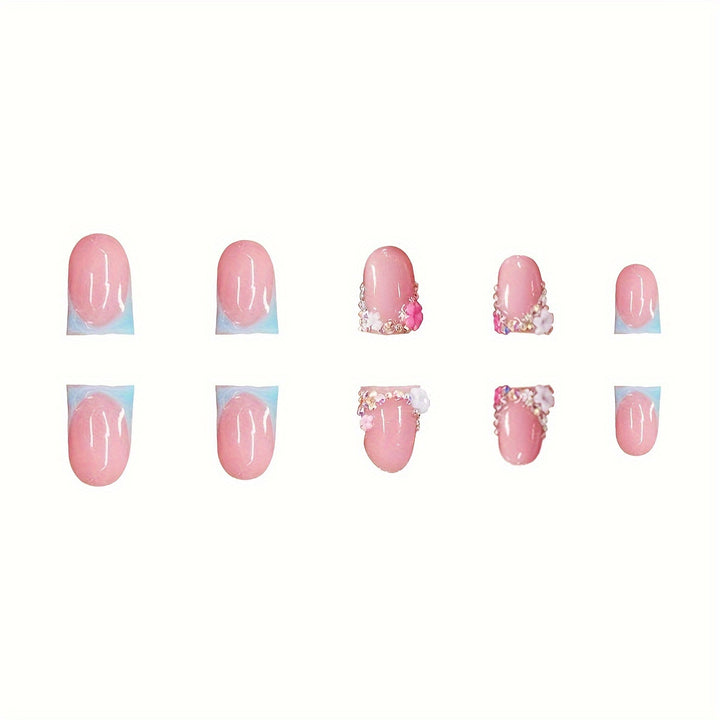 Floral Embellished Press-On Nails Bowlift