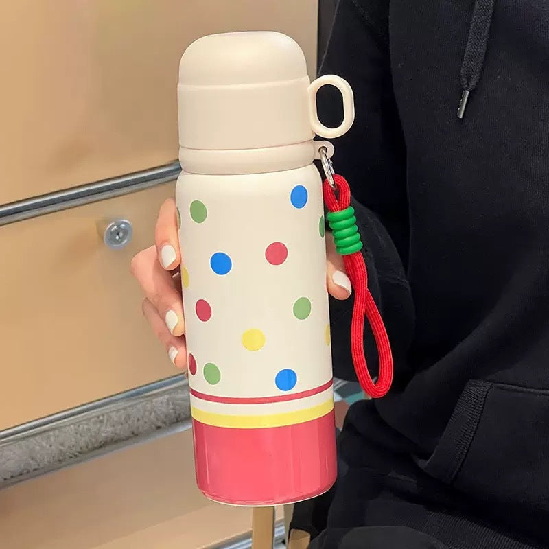 Women's insulated bottle with cheerful polka dot pattern Bowlift