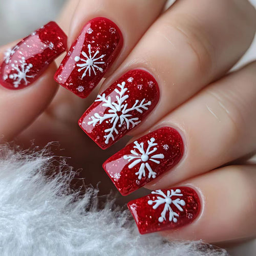 Creative Nail Art with Festive Snowflake Design Bowlift