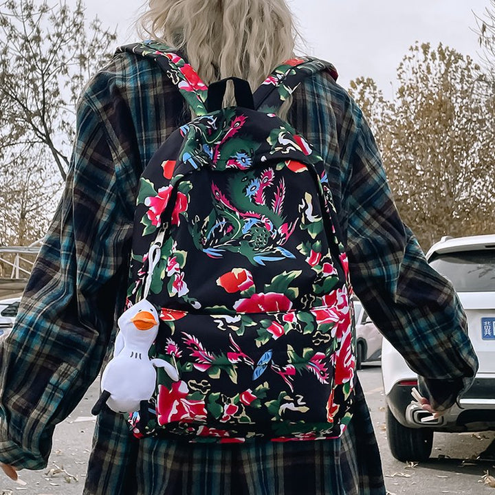 Leisure backpack with colorful floral pattern Bowlift