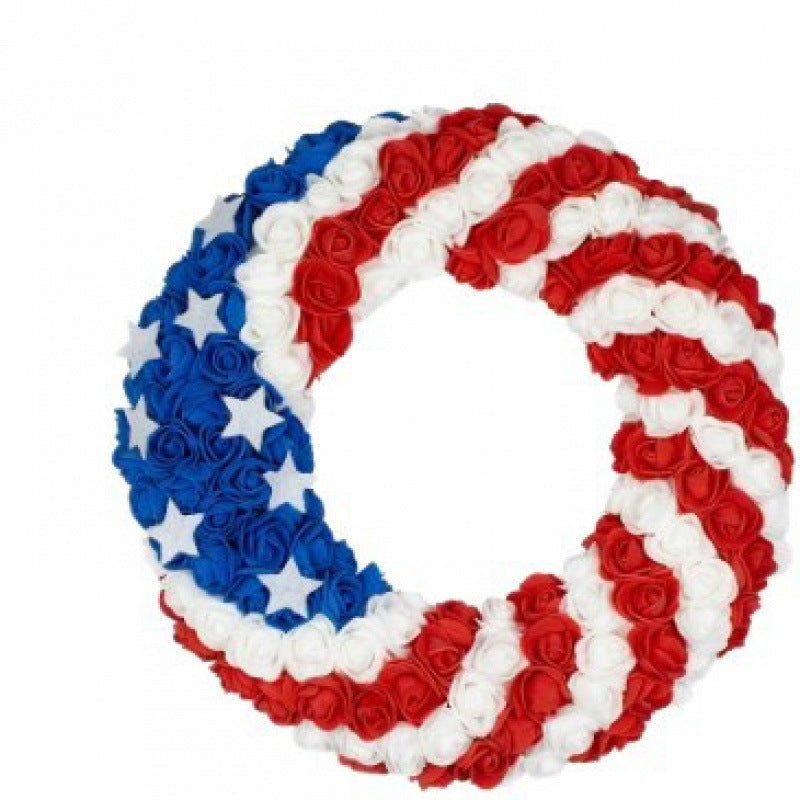 Unisex nan patriotic mesh sunflower wreath with star cutouts and rustic rope hanger Bowlift