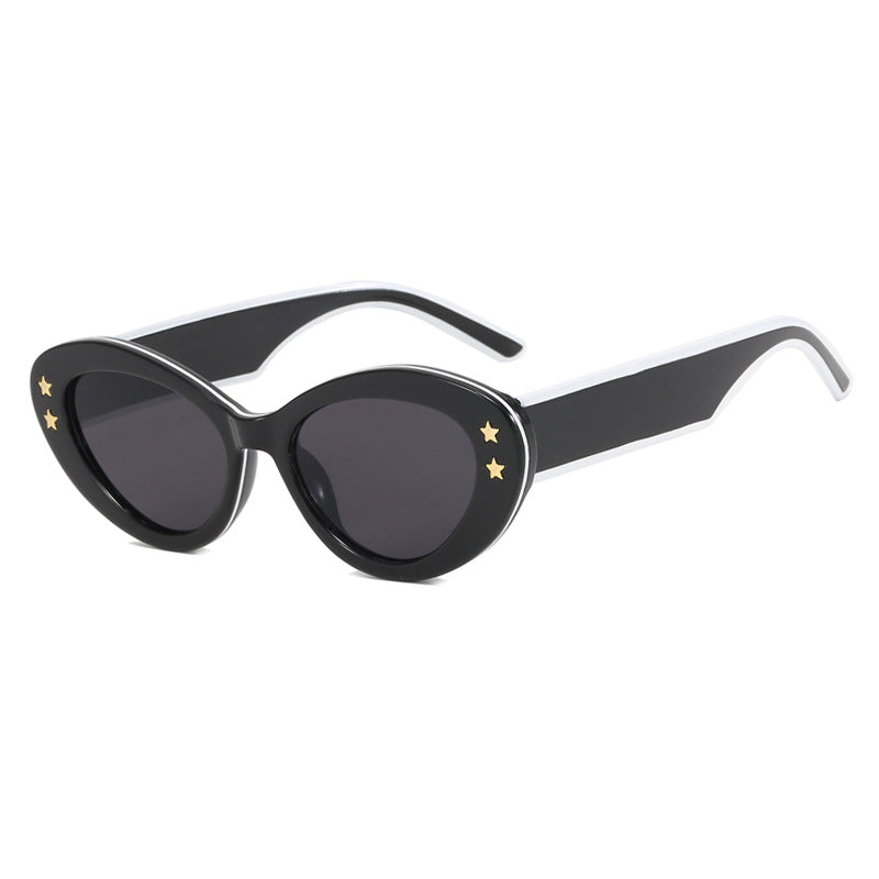Ladies Cat-Eye Sunglasses with Luxurious Plastic Frame and Decorative Accents Bowlift