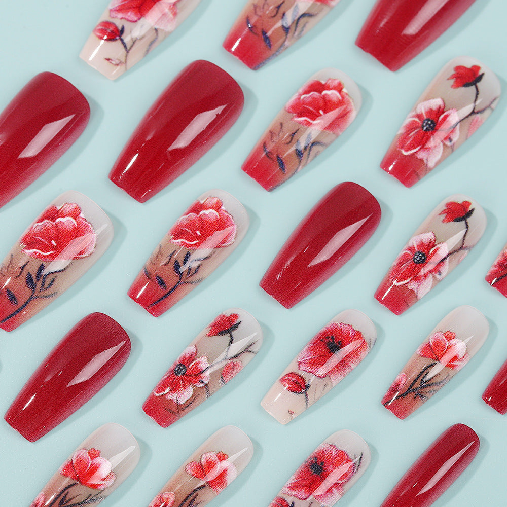 Artificial Nails Set with Floral Design Bowlift