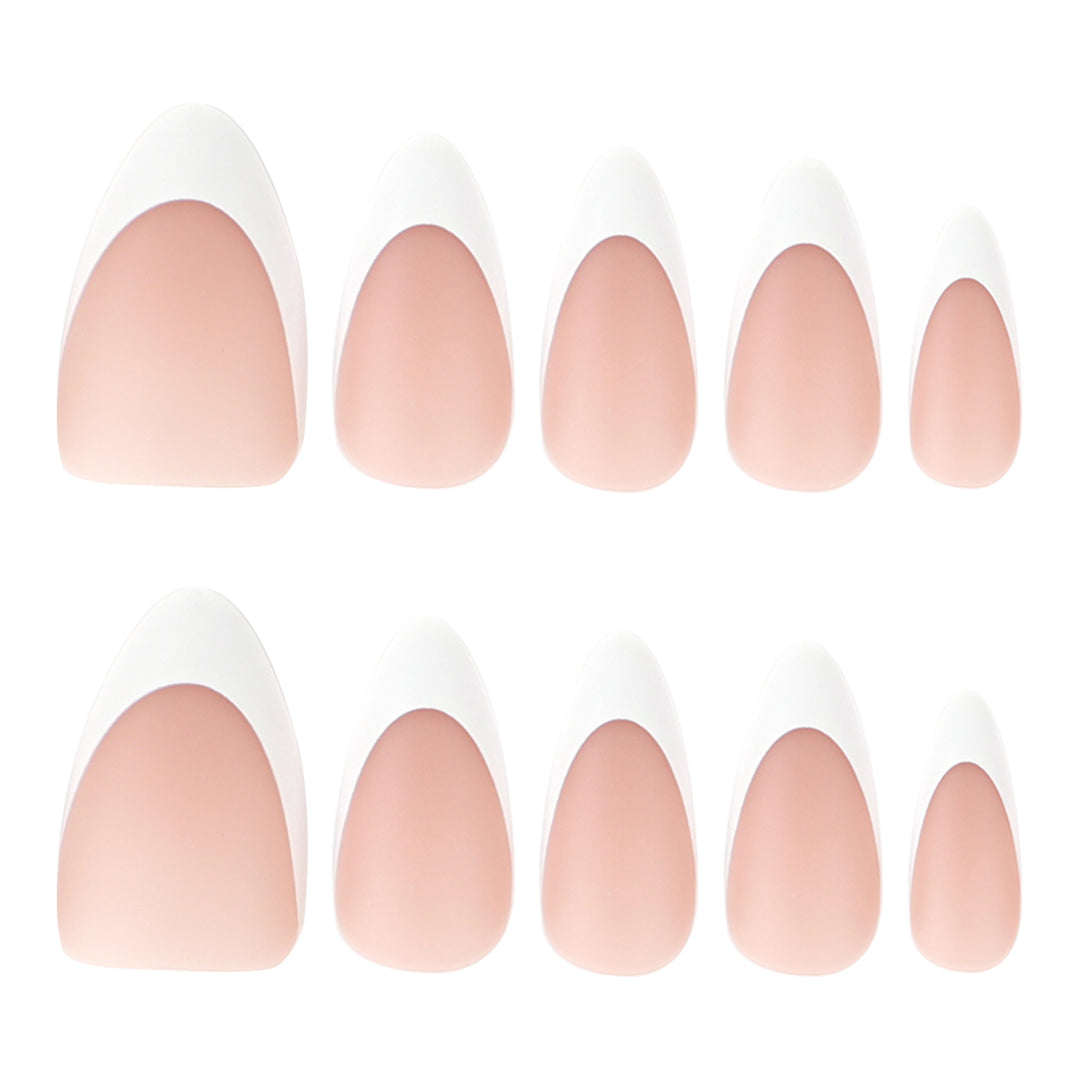 Artistic stiletto nails with elegant French design Bowlift