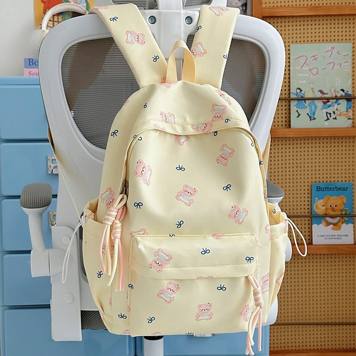 Cute Bear-Print School Backpack Bowlift