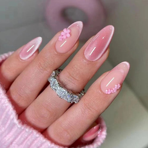 Elegant Floral-Designed Press-On Nail Set Bowlift