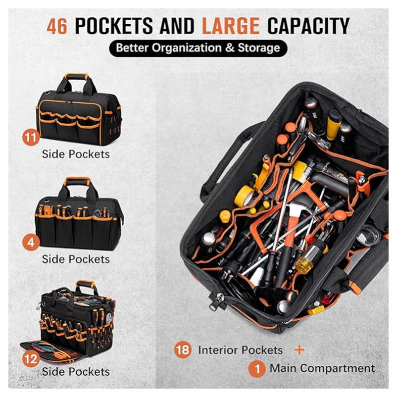 Tool bag with ergonomic design and versatile compartments Bowlift