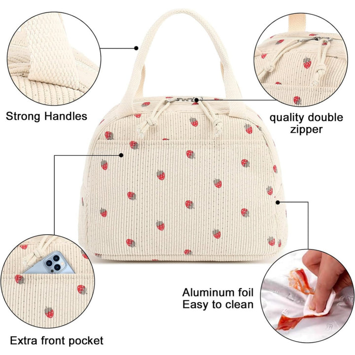 Insulated Strawberry Print Lunch Bag Bowlift