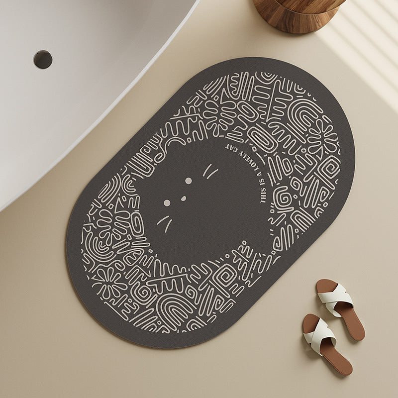 Decorative Dog-Themed Bath Mat Bowlift