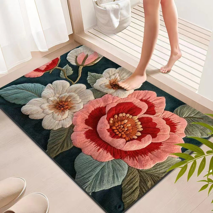 Floral Textured Indoor Mat Bowlift
