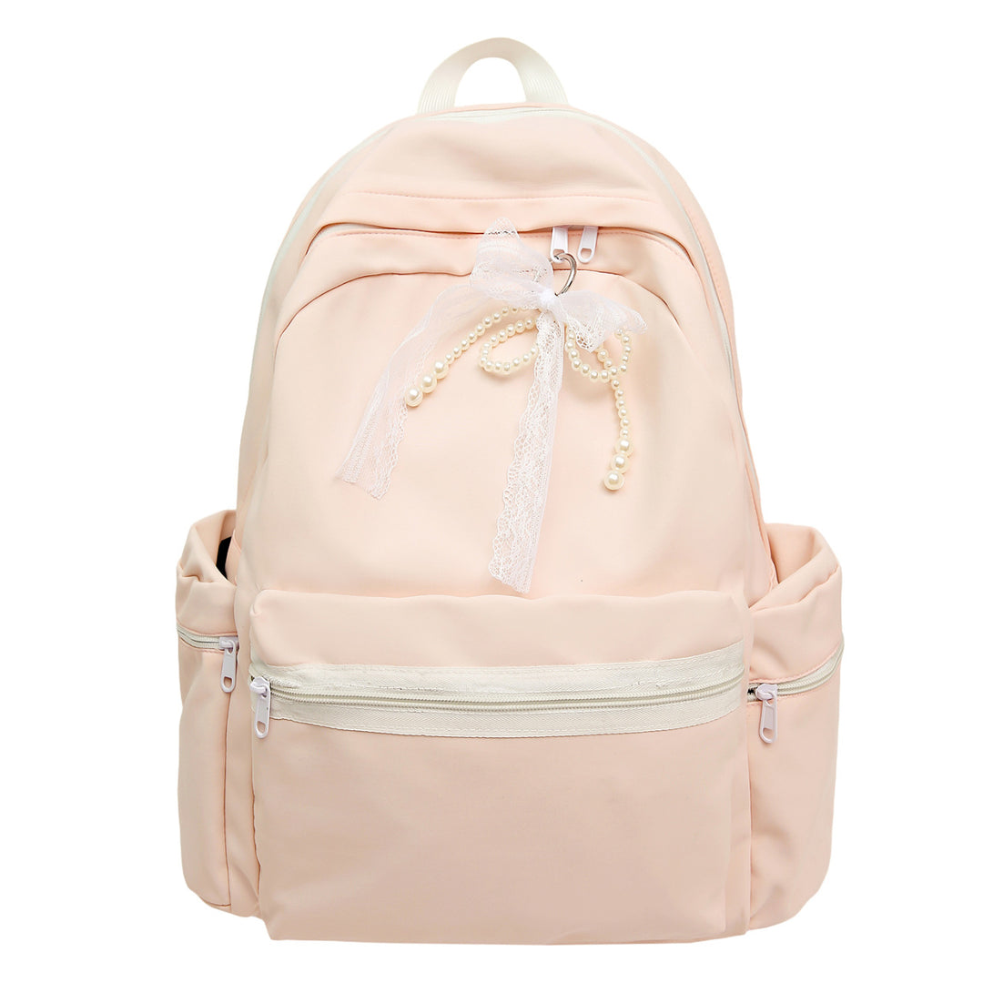 Elegant Backpack with Pearl and Lace Details Bowlift