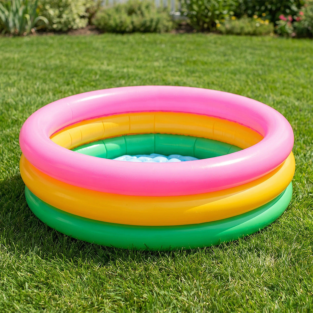 Women inflatable paddling pool with colorful sea design Bowlift